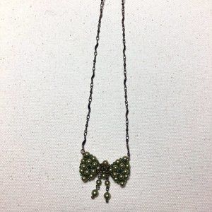 Handmade Beaded Bow Pendant Necklace